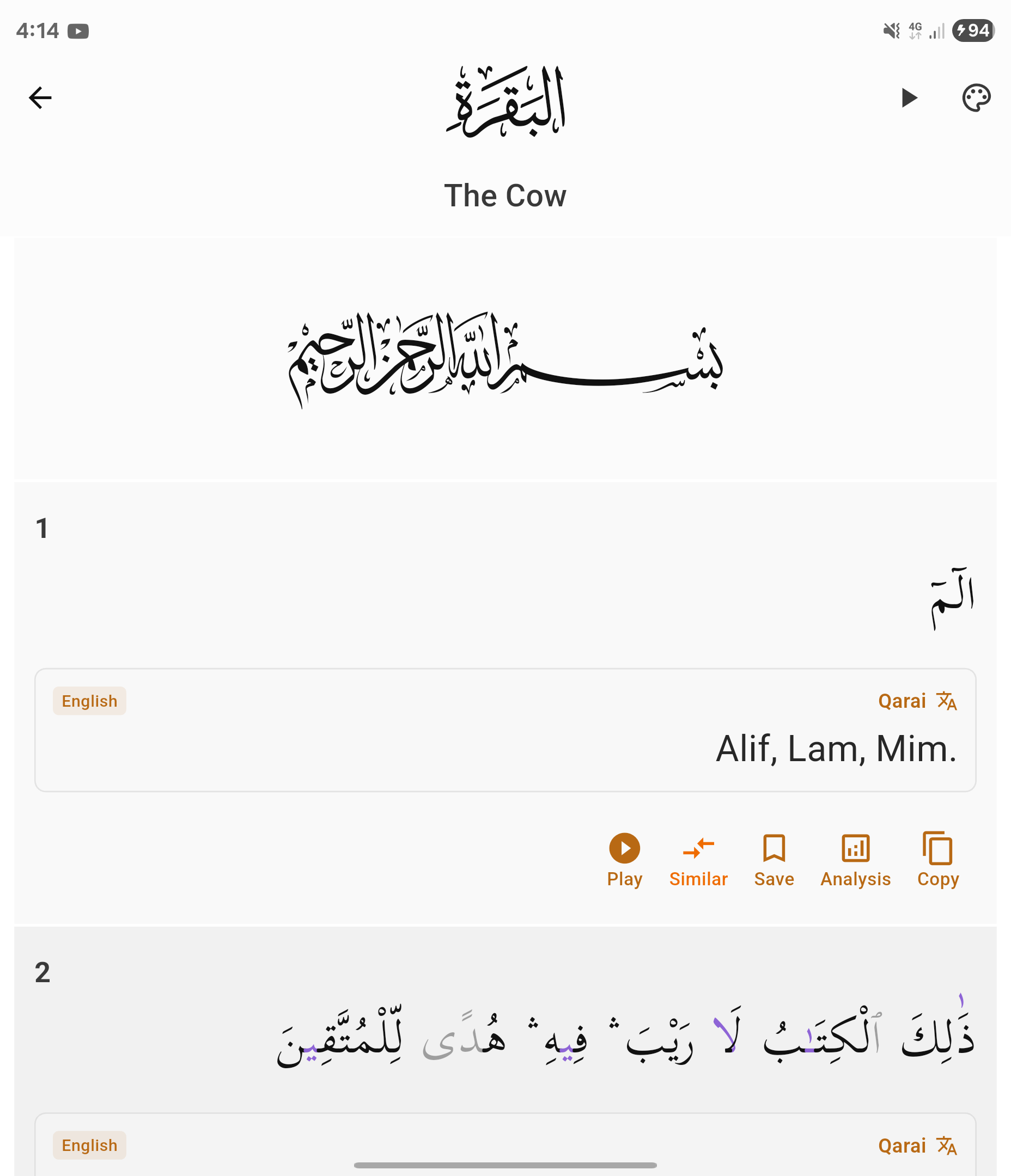 Detailed morphology breakdown